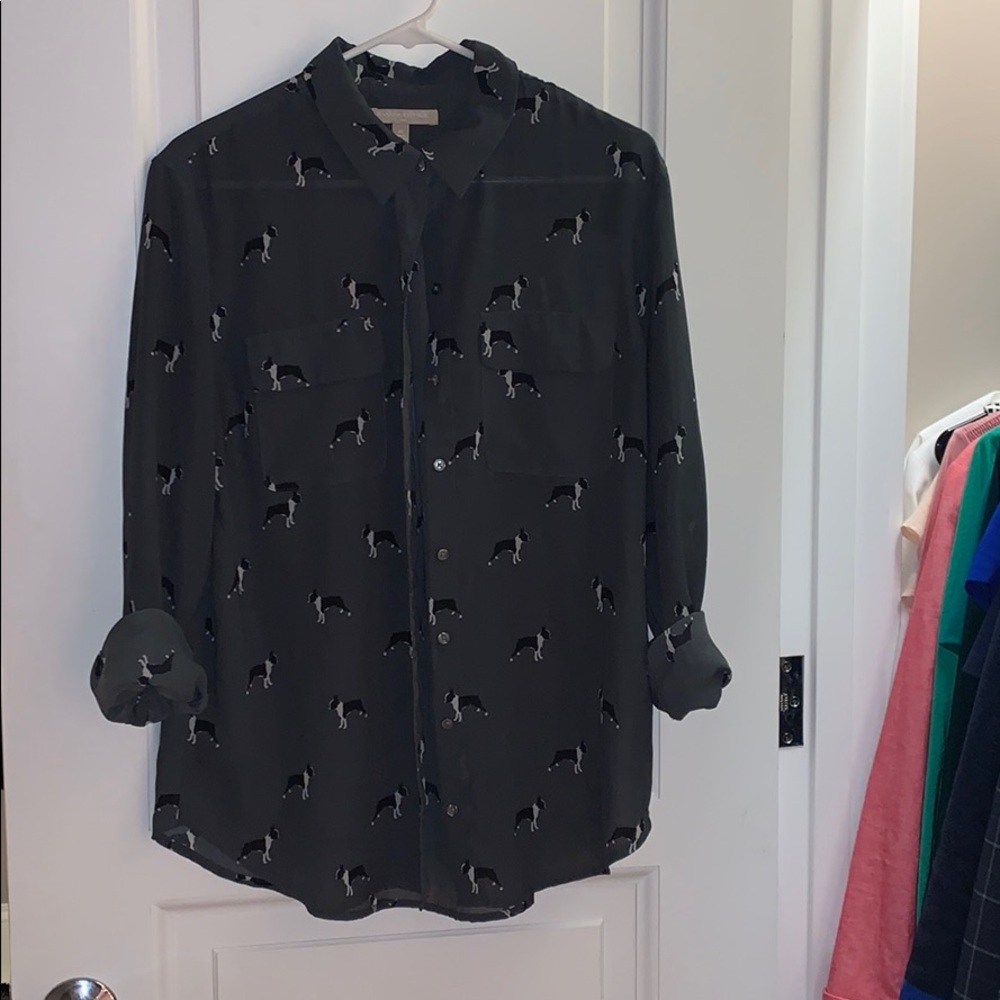 Banana republic Boston terrier blouse